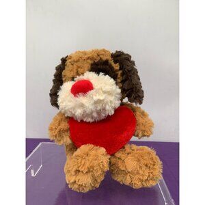 Dan Dee 11 Inch Sitting Tan Brown Cream Valentine Love Dog with Red Heart and No